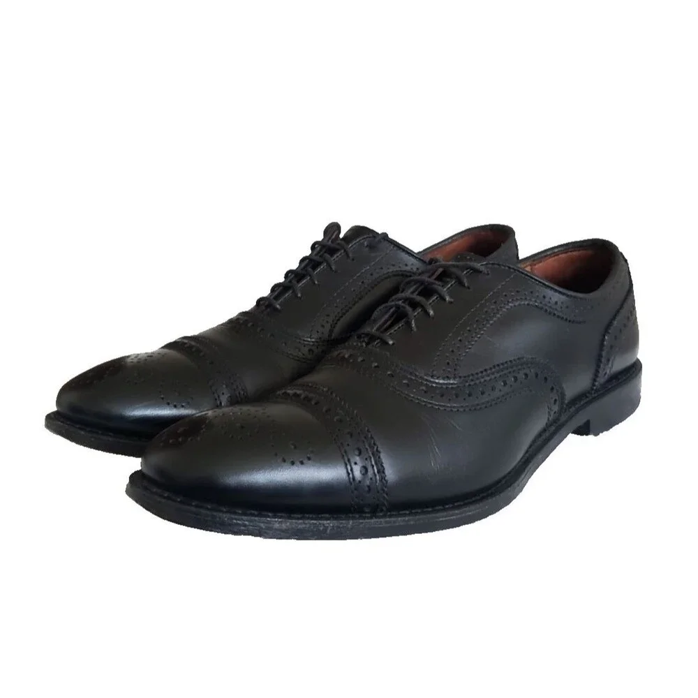 Allen Edmonds Strand Men's Size 10.5 B Black Leather Brogue Oxford Dress Shoes